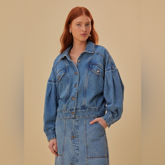 Farm Rio Denim Bomber Mini Jacket - Picture 1 of 8